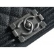 Chanel Leboy Large Quilted Black and Silver Small Caviar Calfskin  