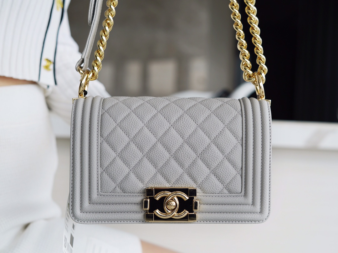 Chanel Leboy Large Quilted Grey Small Caviar Calfskin  