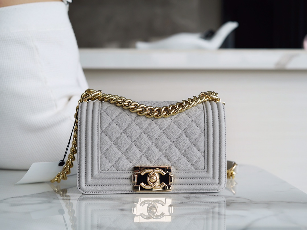 Chanel Leboy Large Quilted Grey Small Caviar Calfskin  