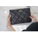 19 Series Clutch Classic Black and Gold Lambskin  