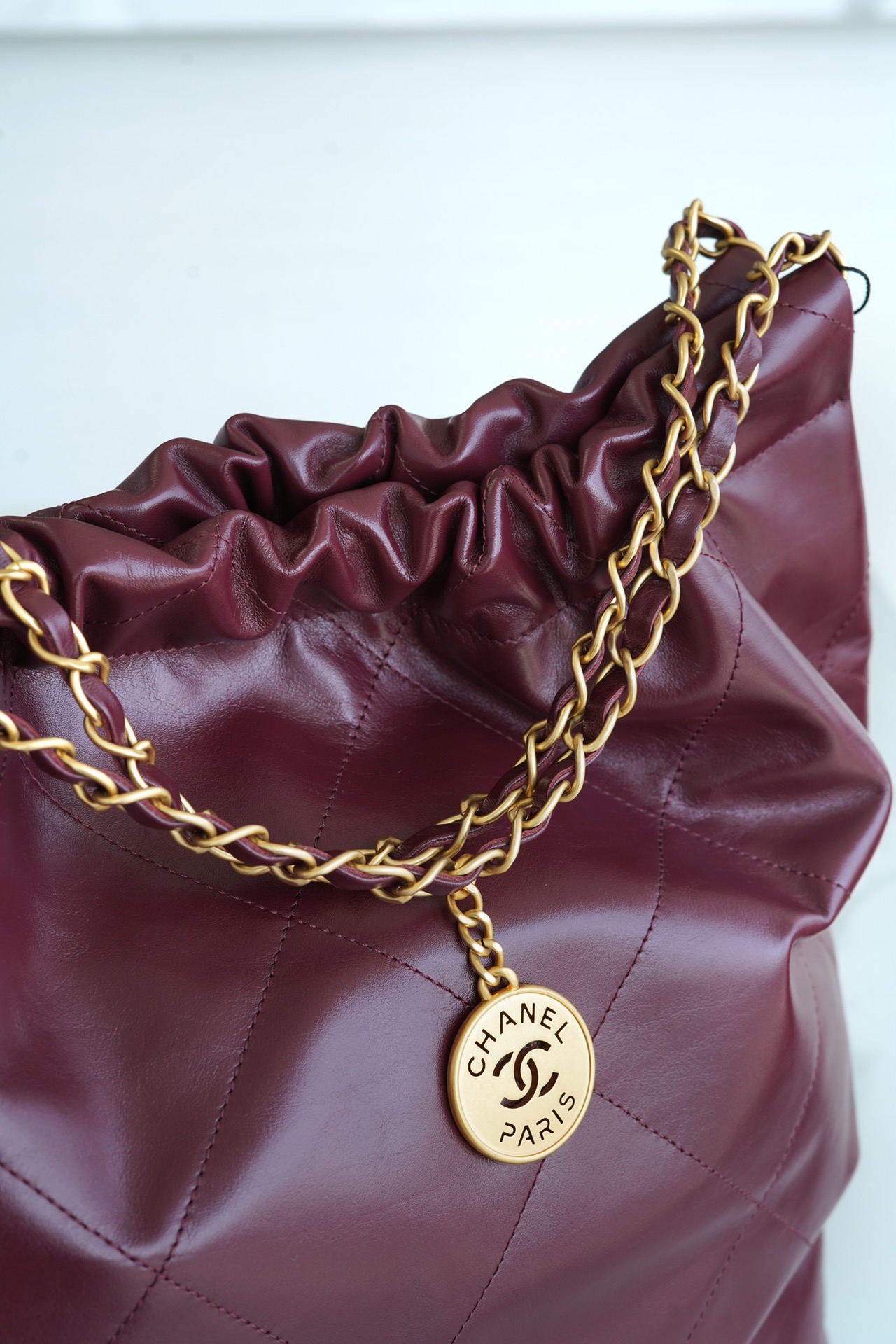 Chanel 22P 22 Bag Large Wine Red  