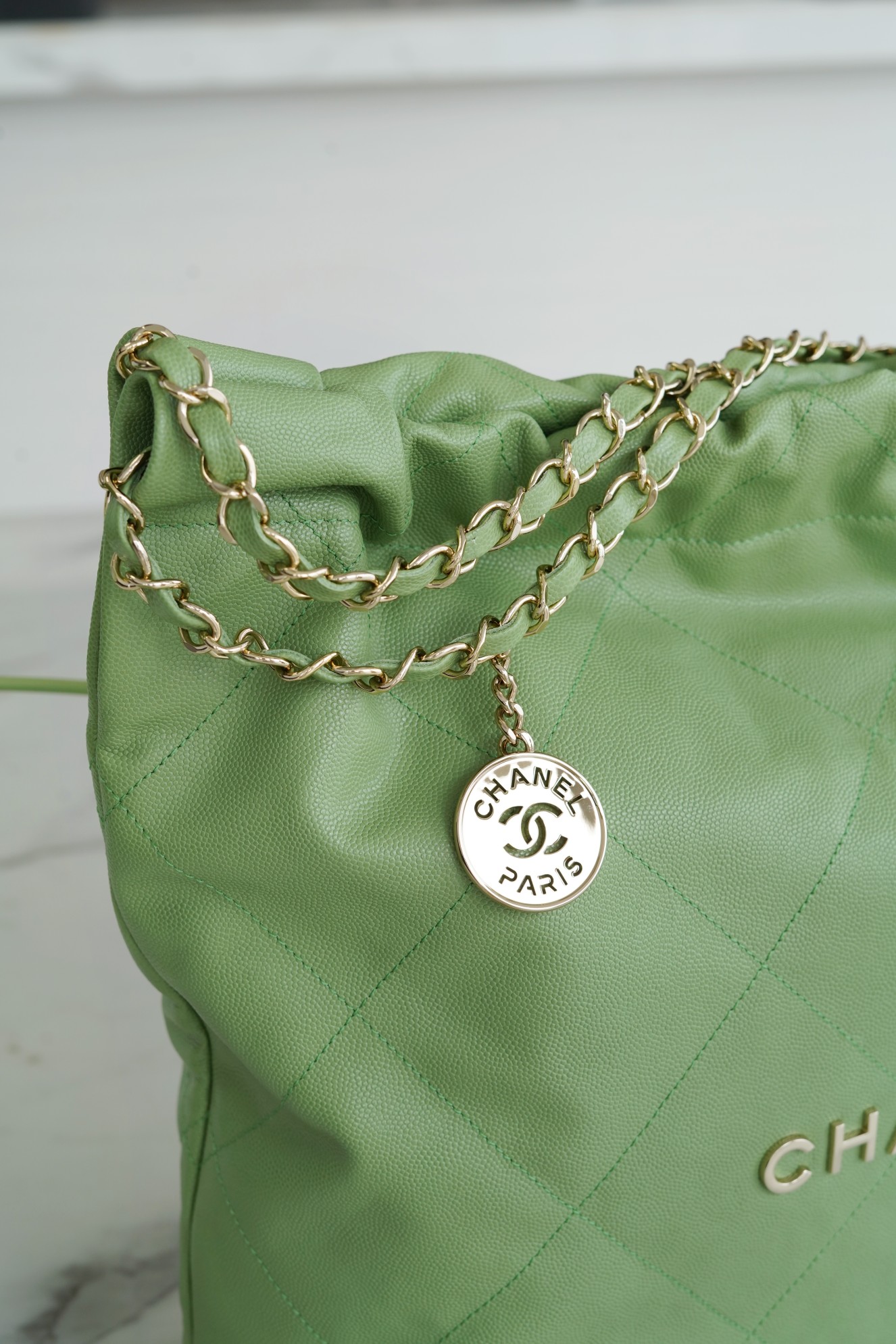 Chanel 23c 22 Bag Avocado Green Medium Calfskin  