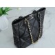 Chanel 22B 19 Bag Tote Black and Silver Small Lambskin  