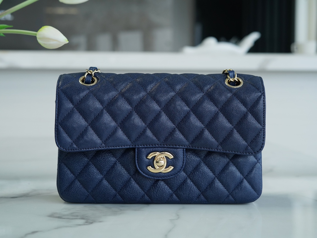 CF Classic Flap Washed Calfskin Small Starry Blue  