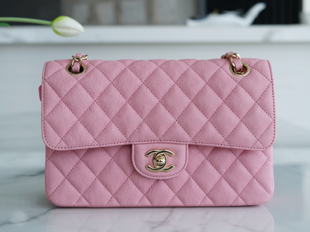 CF Classic Flap Washed Calfskin Small Sakura Pink  