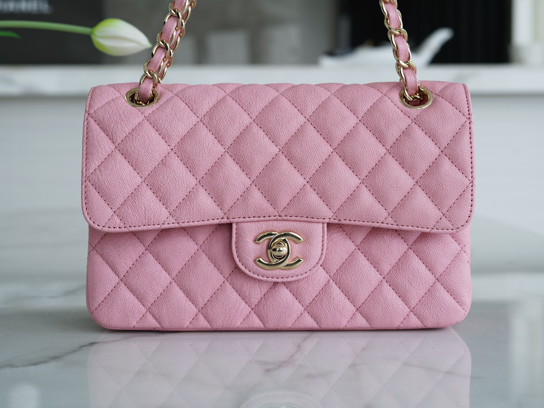 CF Classic Flap Washed Calfskin Small Sakura Pink  