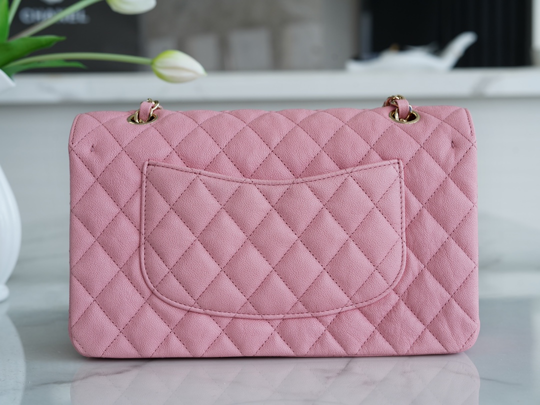 CF Classic Flap Washed Calfskin Medium Pink  