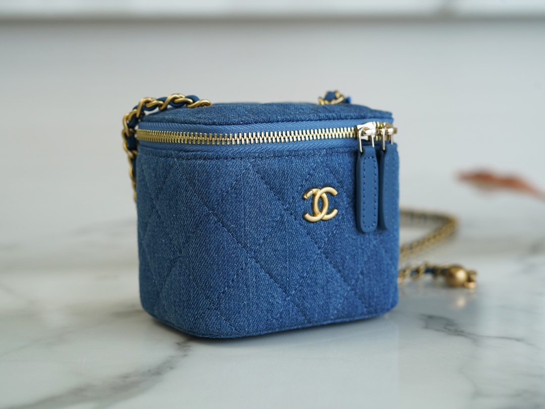 Chanel 22C Denim Metal Ball Box Bag Chanel Denim Collection  