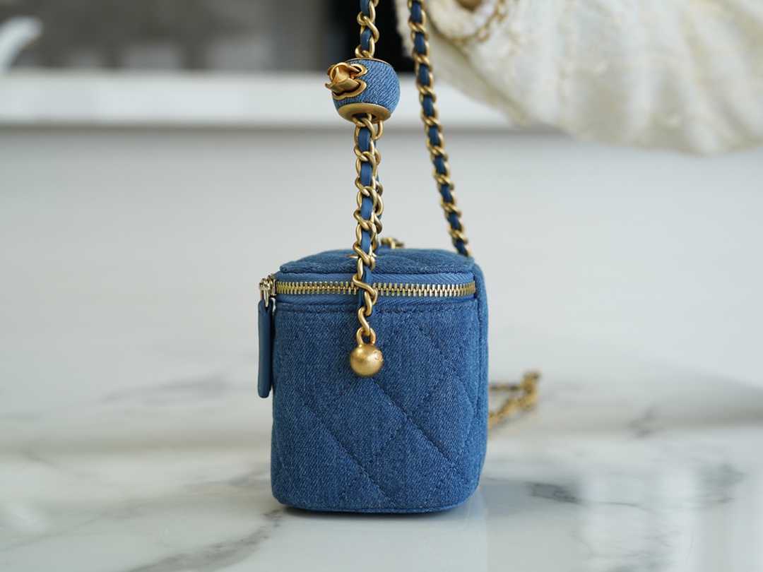 Chanel 22C Denim Metal Ball Box Bag Chanel Denim Collection  