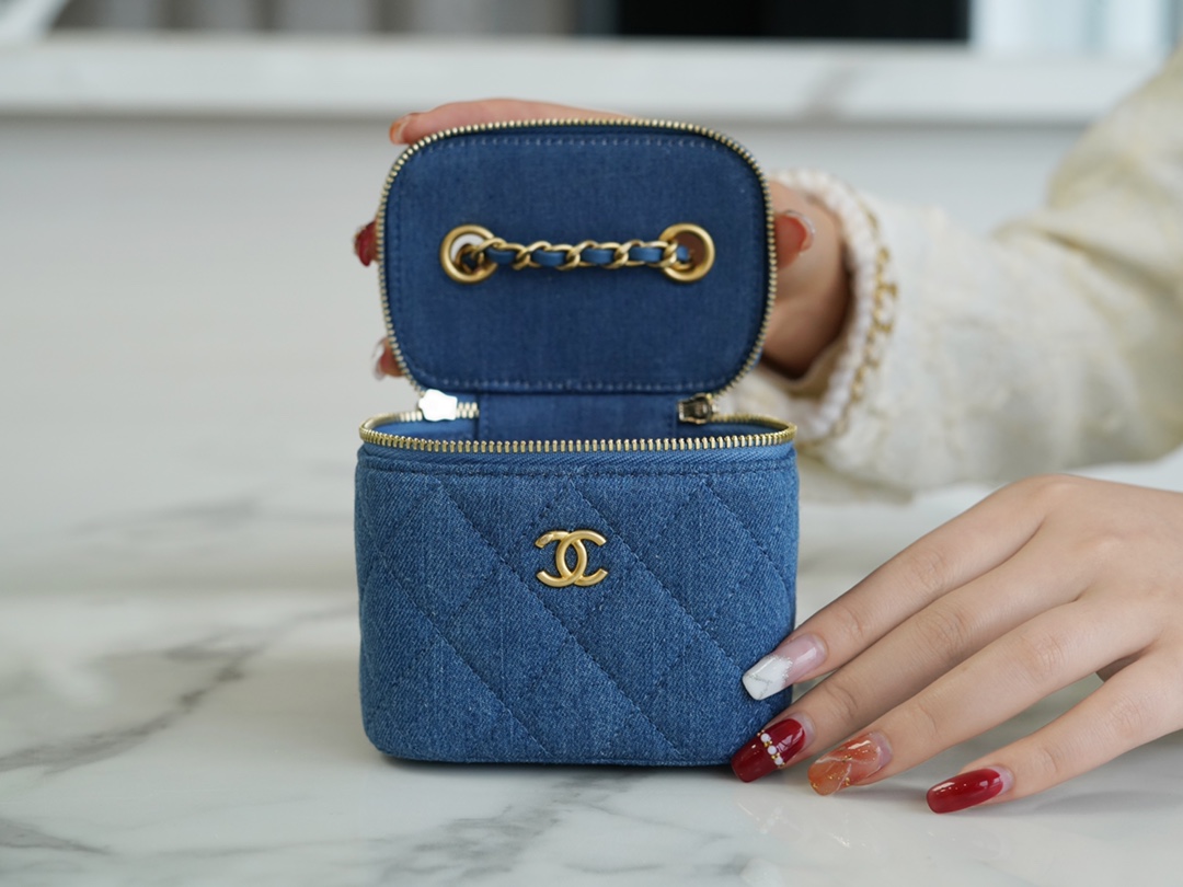 Chanel 22C Denim Metal Ball Box Bag Chanel Denim Collection  