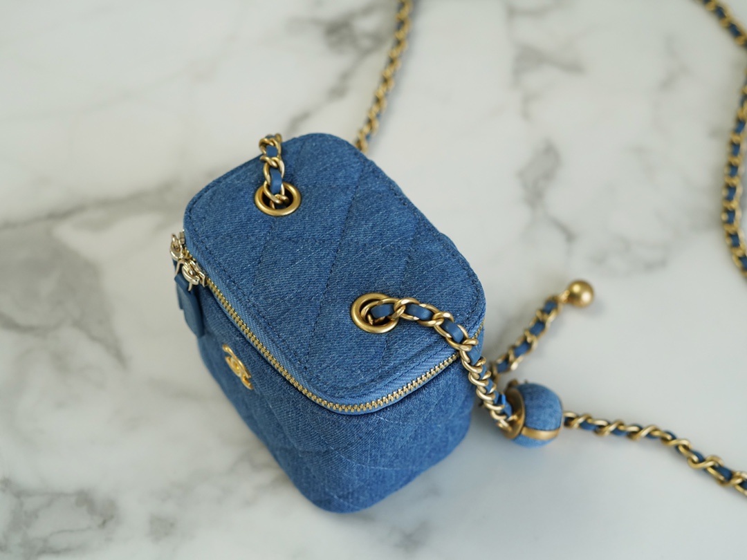 Chanel 22C Denim Metal Ball Box Bag Chanel Denim Collection  