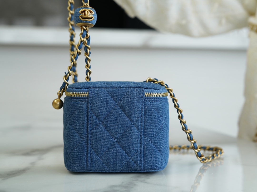 Chanel 22C Denim Metal Ball Box Bag Chanel Denim Collection  