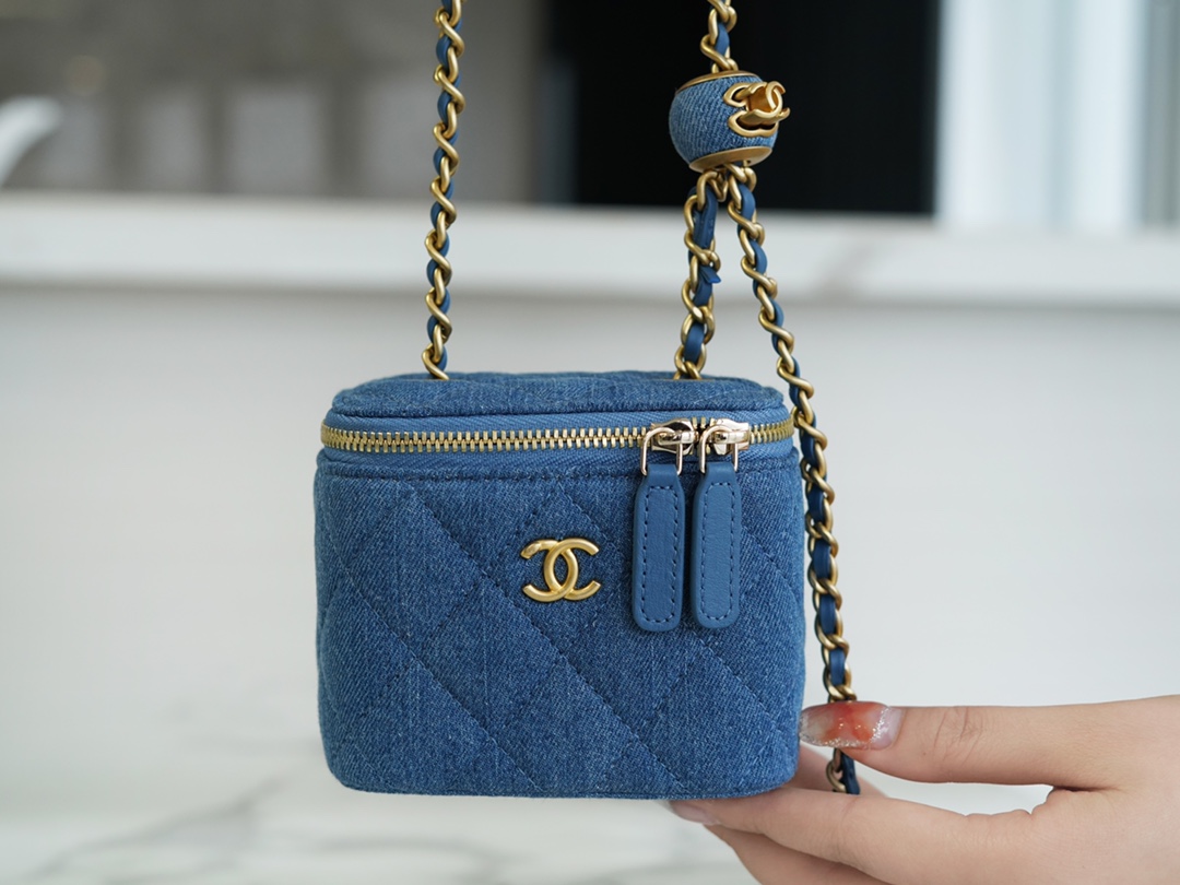 Chanel 22C Denim Metal Ball Box Bag Chanel Denim Collection  