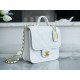 Chanel 22K Postman Tofu Bag White Fine Grain Calfskin  