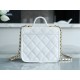 Chanel 22K Postman Tofu Bag White Fine Grain Calfskin  