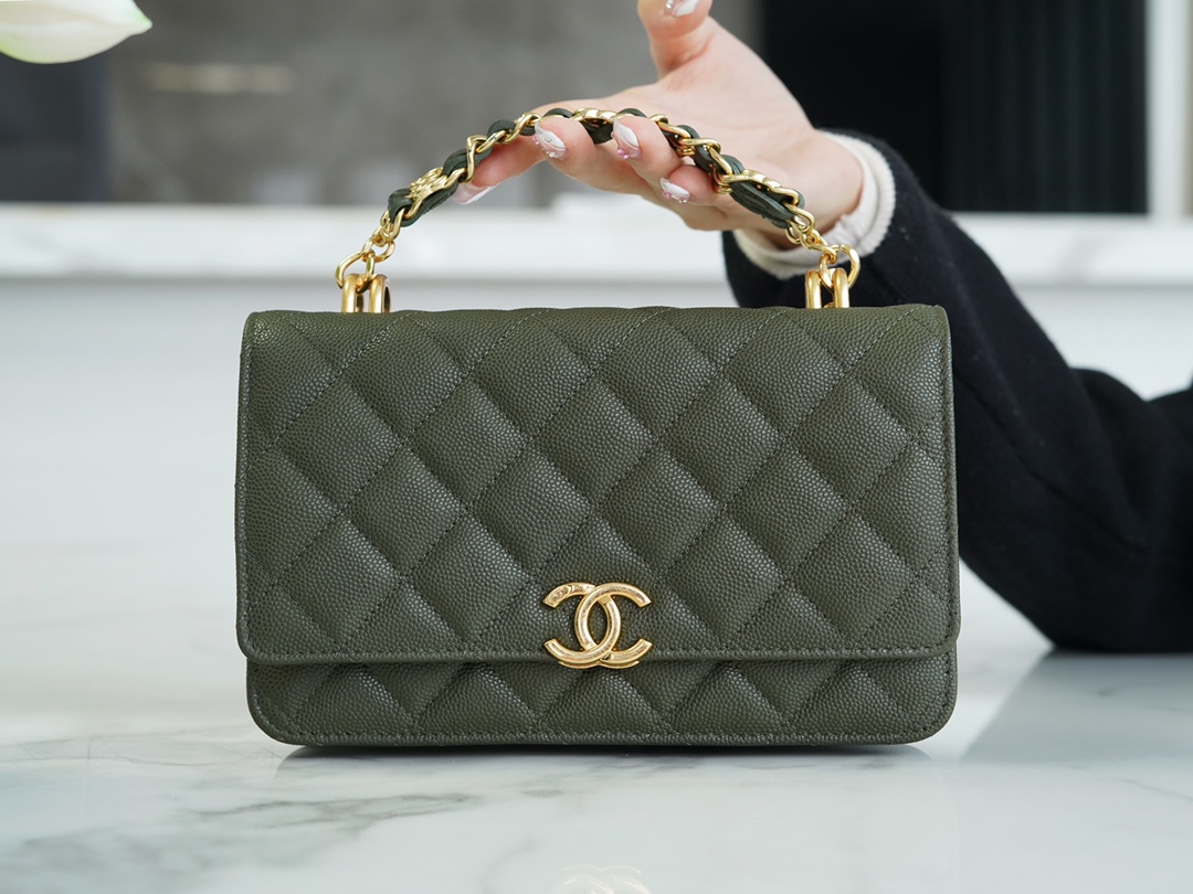 Chanel 22K Chain Bag Cuban Green Lizard-Print Calfskin  