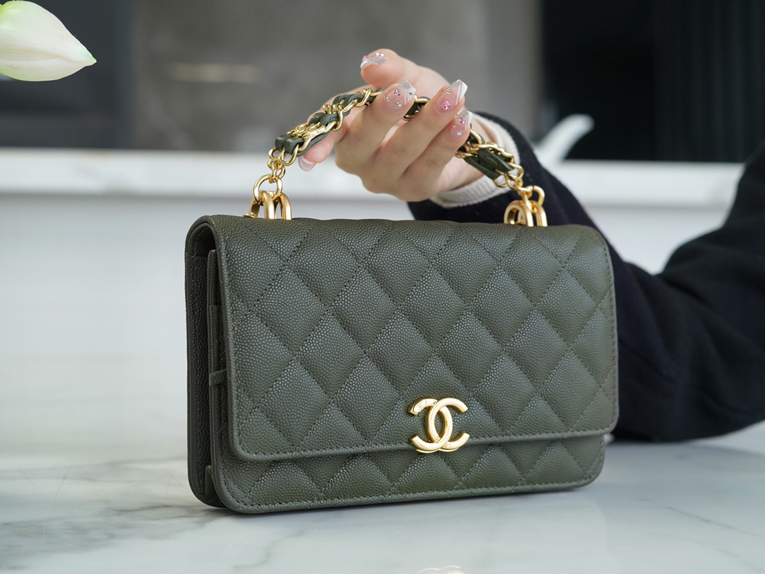 Chanel 22K Chain Bag Cuban Green Lizard-Print Calfskin  