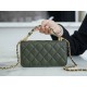 Chanel 22K Chain Mini Phone Bag Cuban Green Lizard-Print Calfskin  