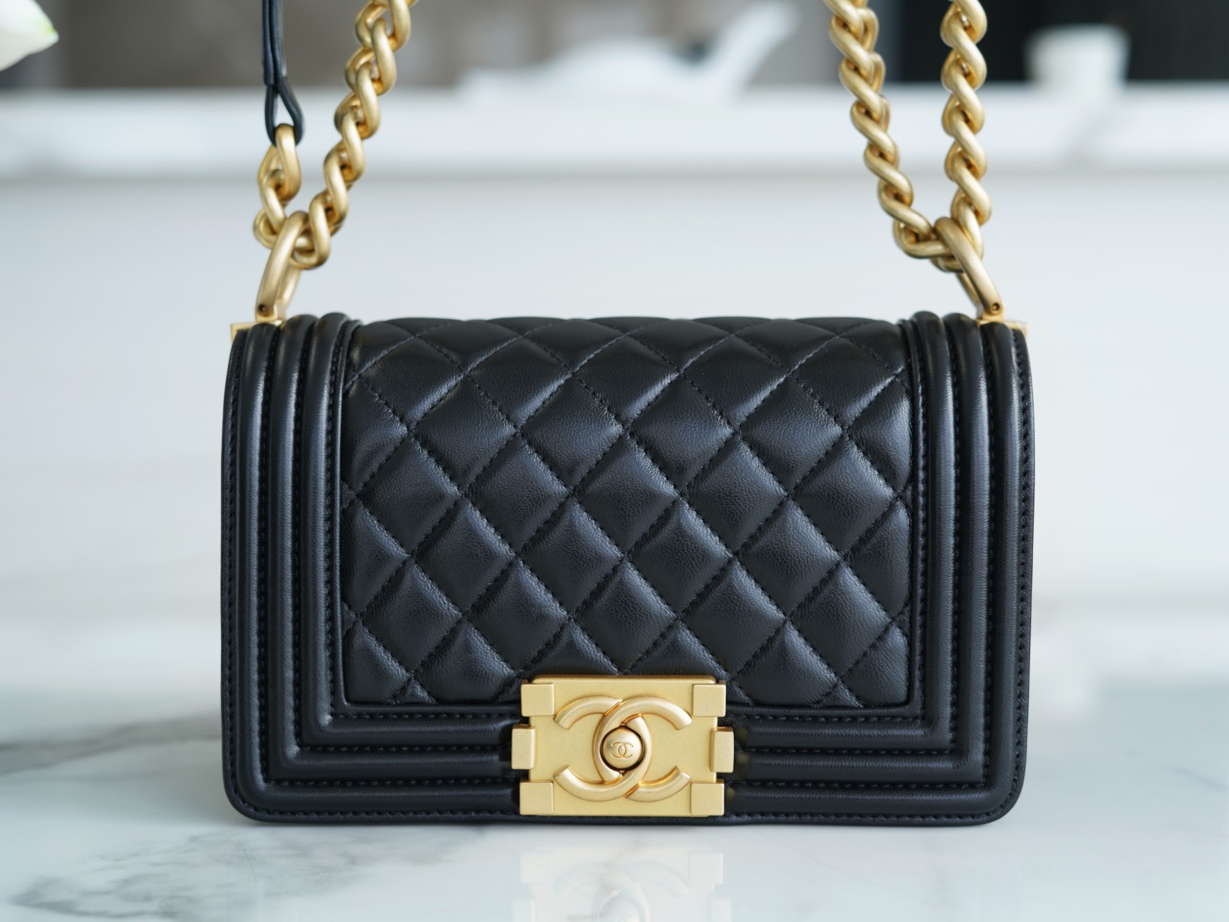 Chanel Leboy Black and Gold Small Lambskin  