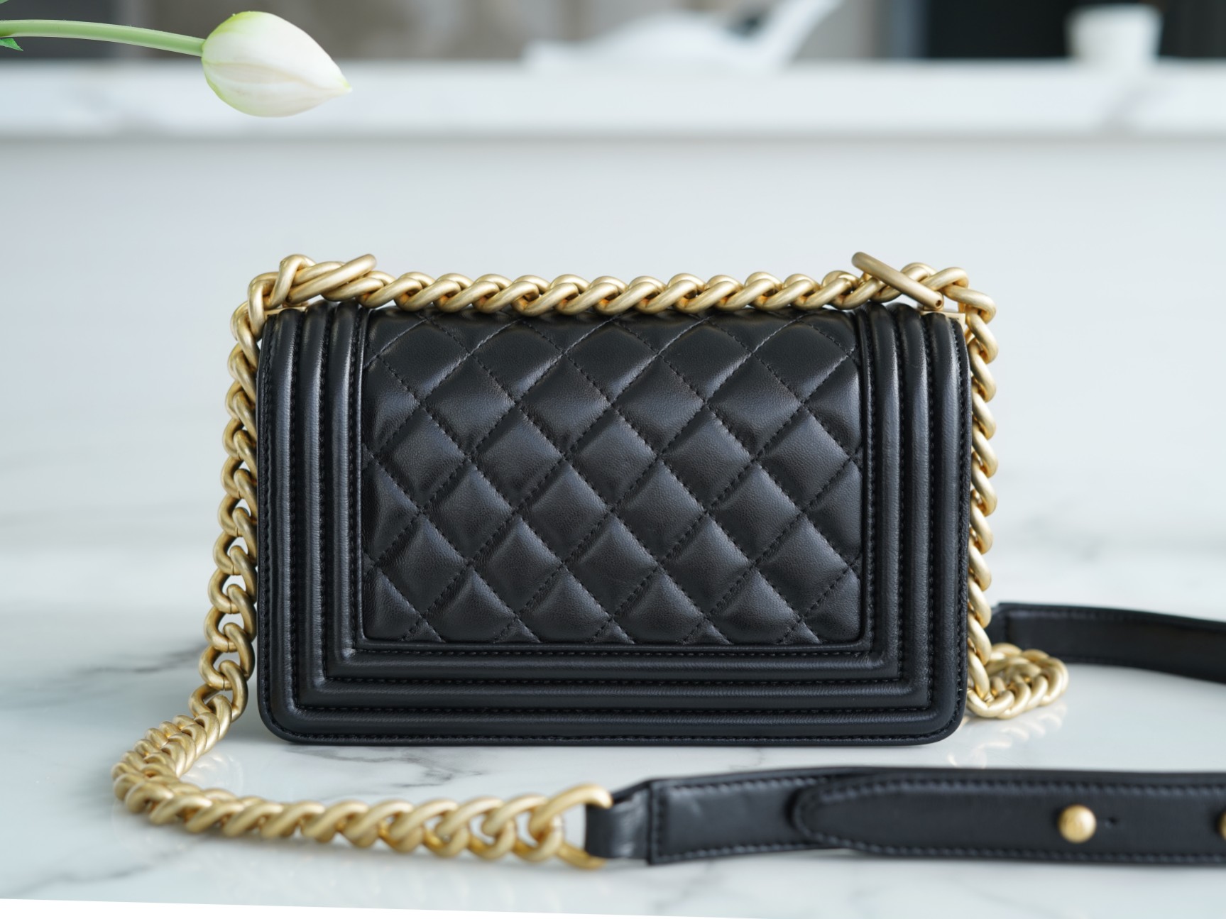 Chanel Leboy Black and Gold Small Lambskin  