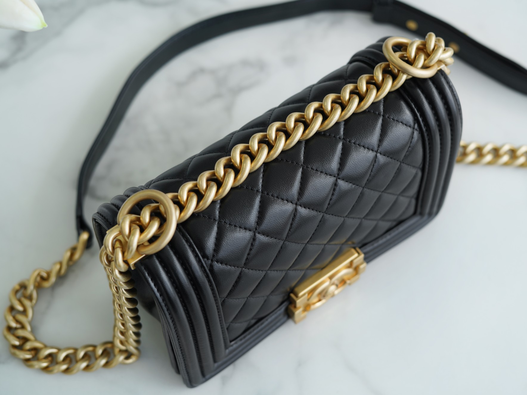 Chanel Leboy Black and Gold Small Lambskin  