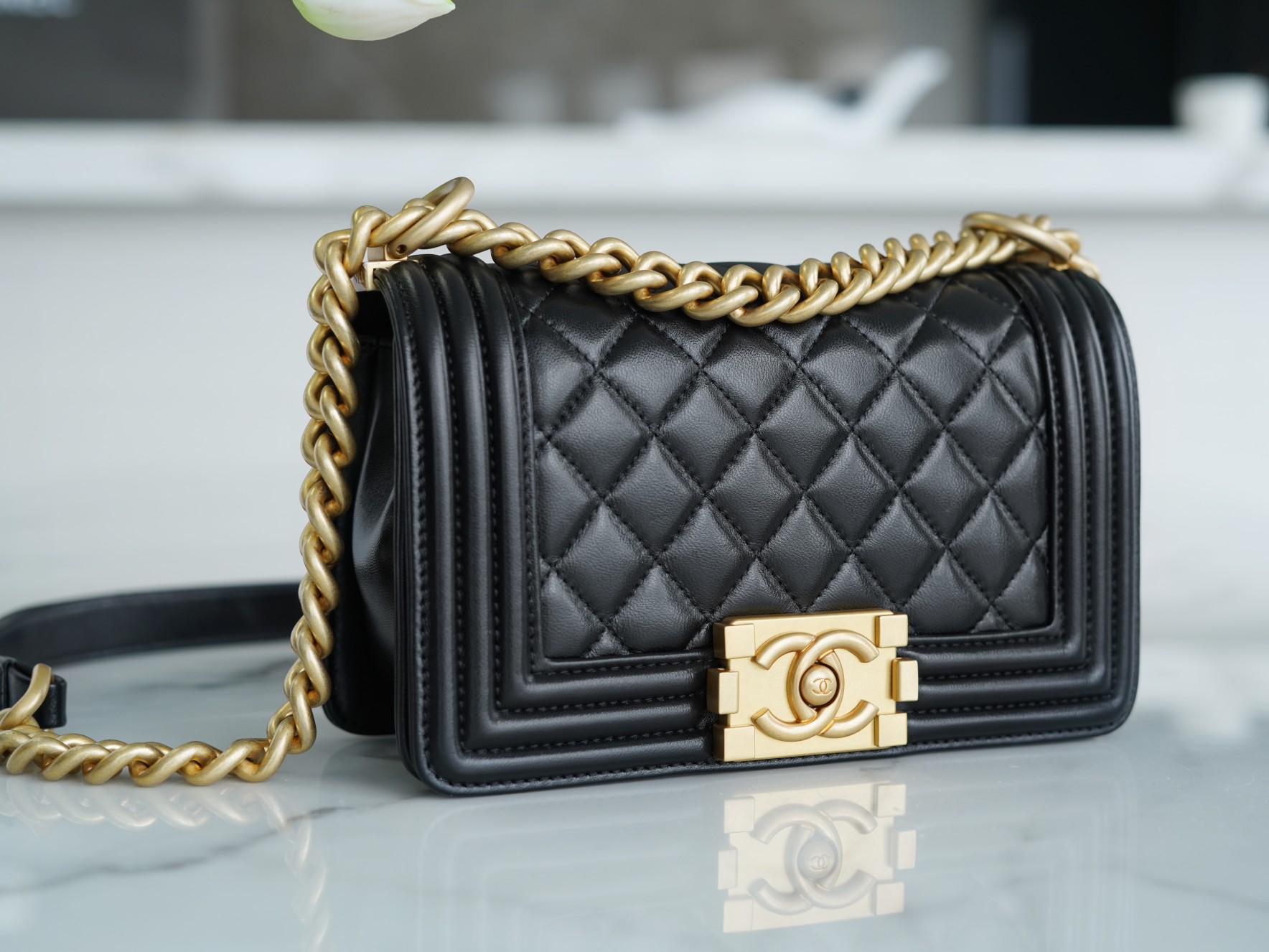 Chanel Leboy Black and Gold Small Lambskin  