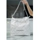 Chanel 22P 22 Bag White and Silver with Black Line  