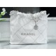 Chanel 22P 22 Bag White and Silver with Black Line  