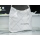 Chanel 22P 22 Bag White and Silver with Black Line  