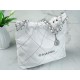 Chanel 22P 22 Bag White and Silver with Black Line  