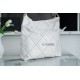 Chanel 22P 22 Bag Medium White and Silver with Black Line  