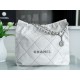 Chanel 22P 22 Bag Medium White and Silver with Black Line  