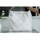 Chanel 22P 22 Bag Medium White and Silver with Black Line  