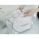 Chanel 22P 22 Bag Medium White and Silver with Black Line  