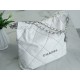 Chanel 22P 22 Bag Medium White and Silver with Black Line  