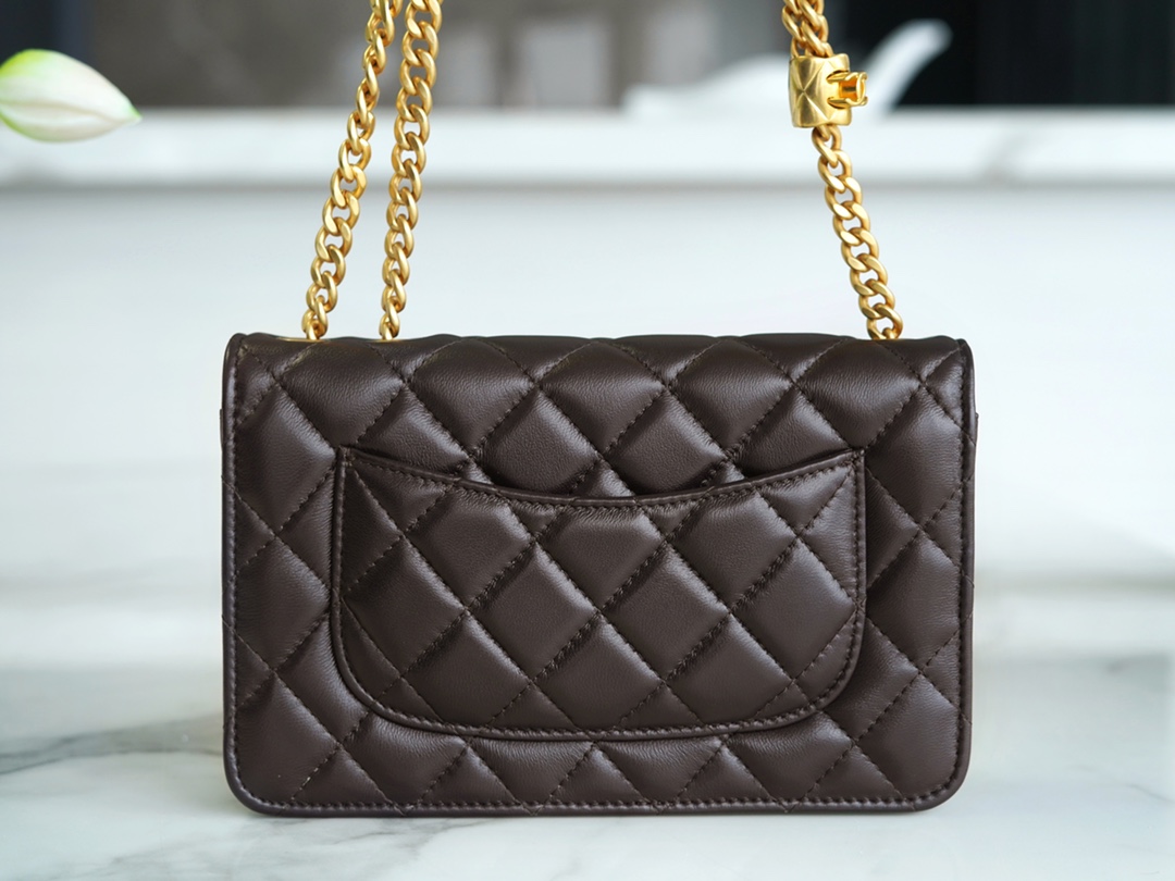 Chanel 22K Small Gold Bar Adjustment Deep Brown  