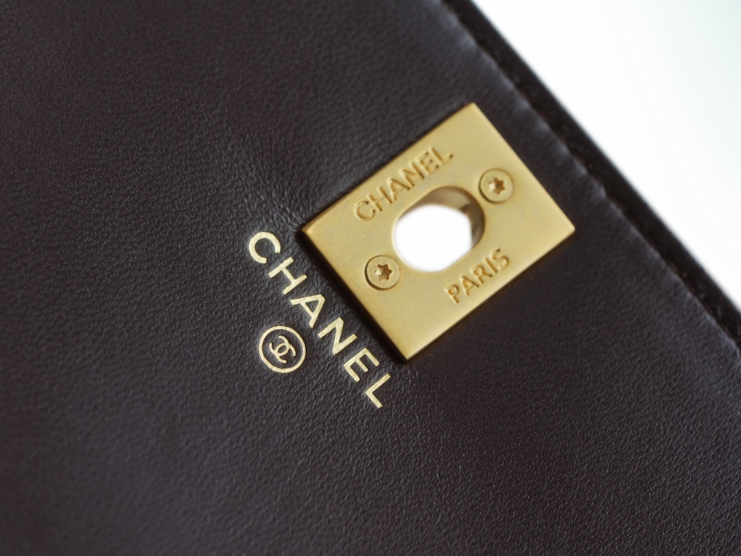 Chanel 22K Small Gold Bar Adjustment Deep Brown  