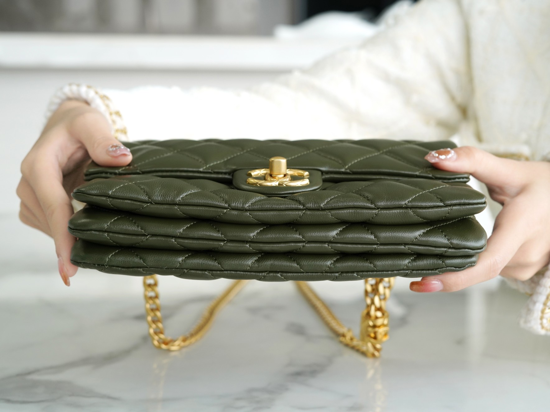 Chanel 22K Adjustment Flap Bag Small Green  