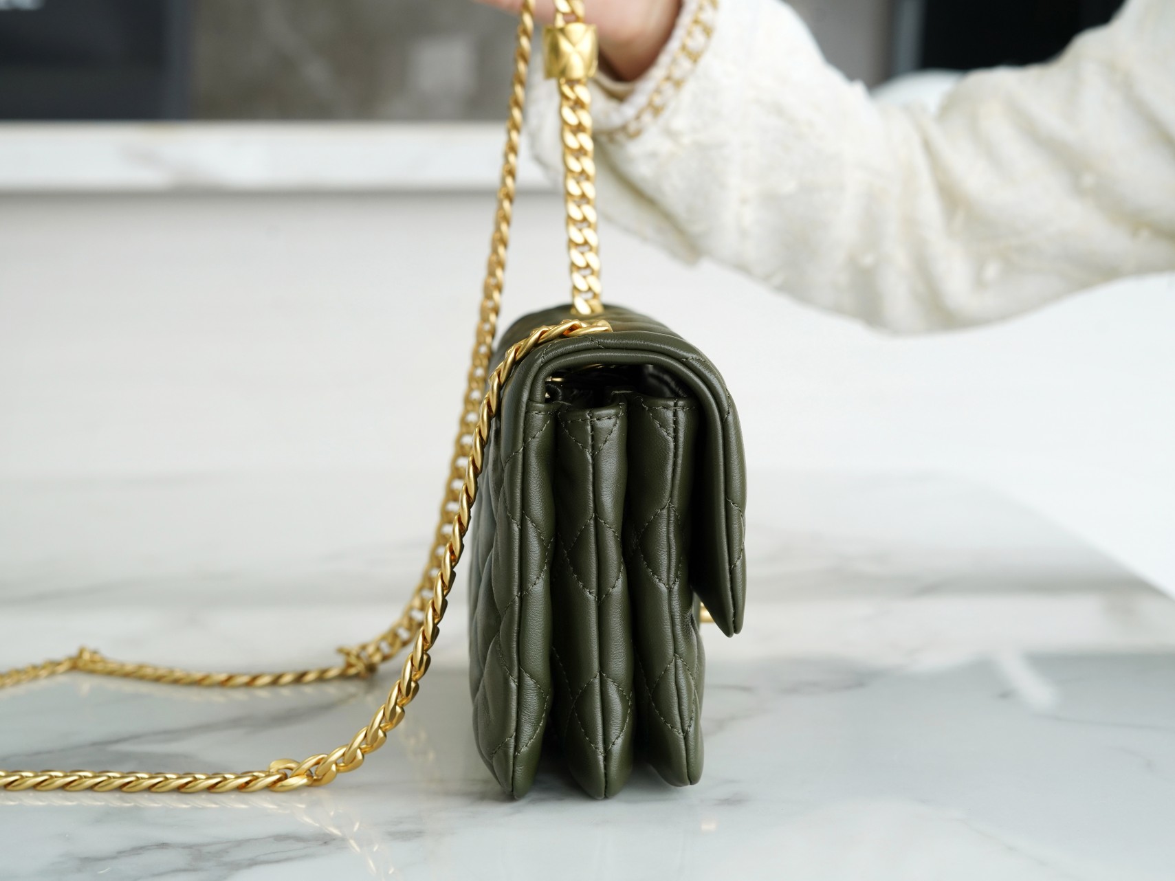 Chanel 22K Adjustment Flap Bag Small Green  