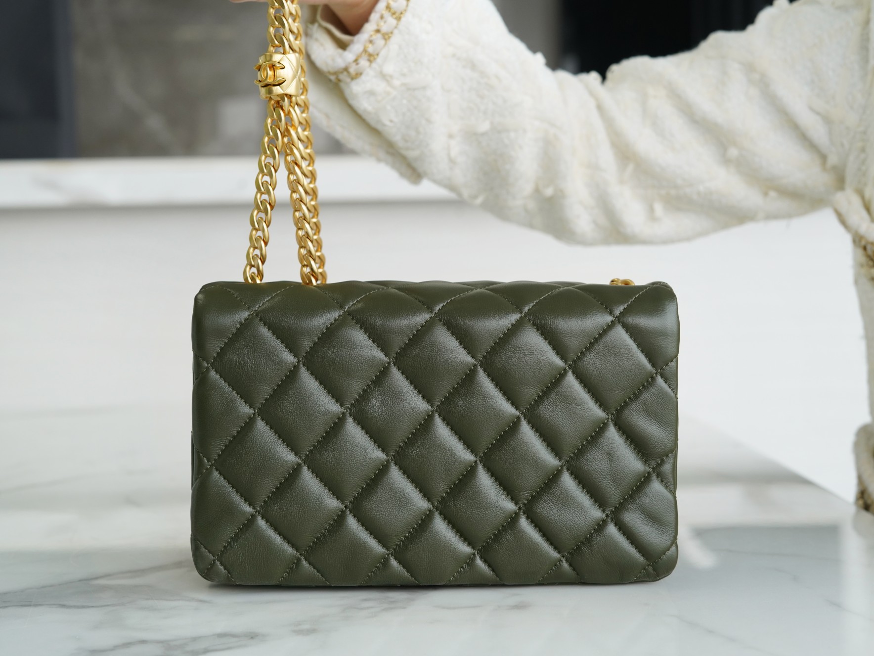 Chanel 22K Adjustment Flap Bag Small Green  