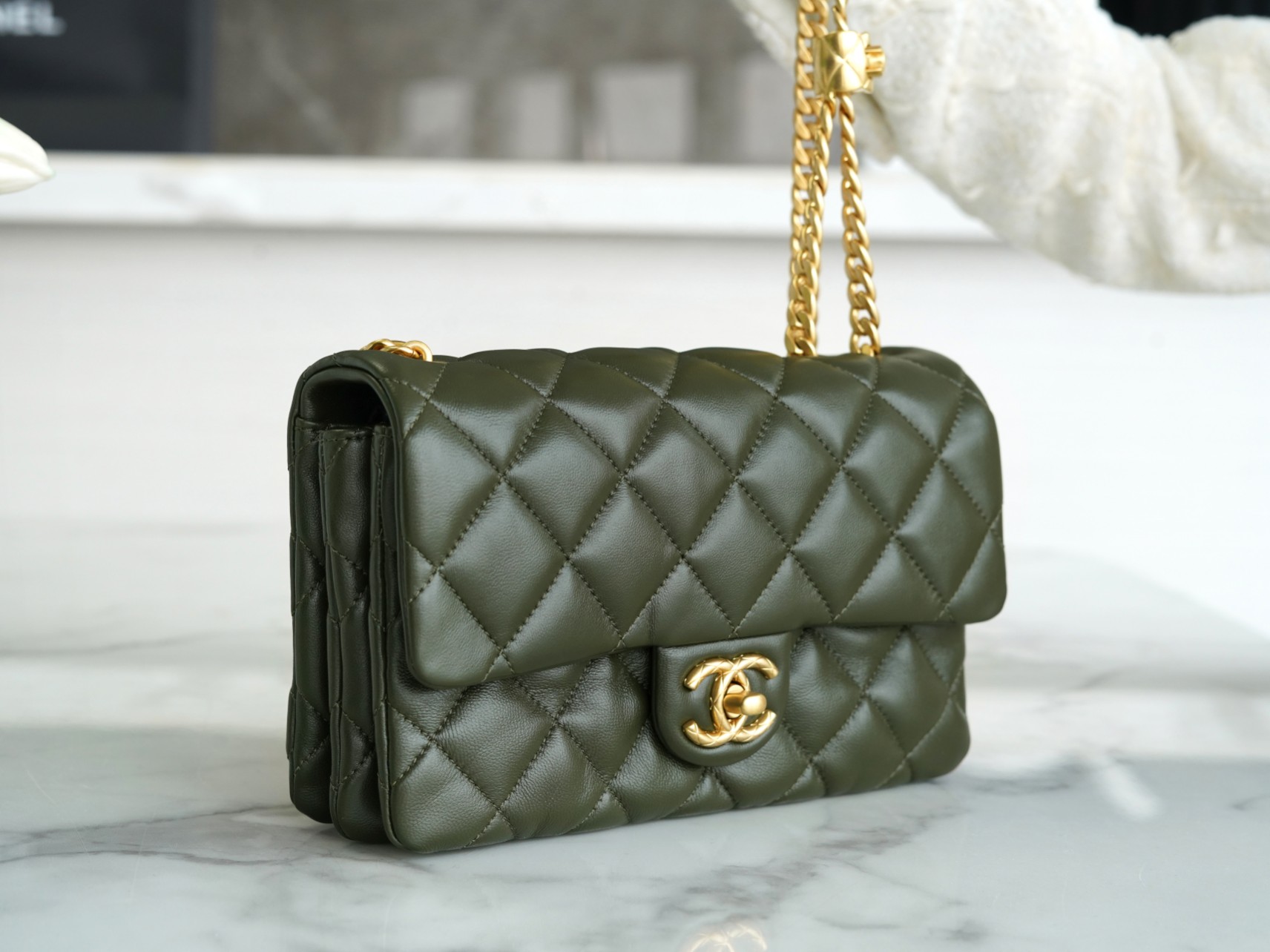 Chanel 22K Adjustment Flap Bag Small Green  