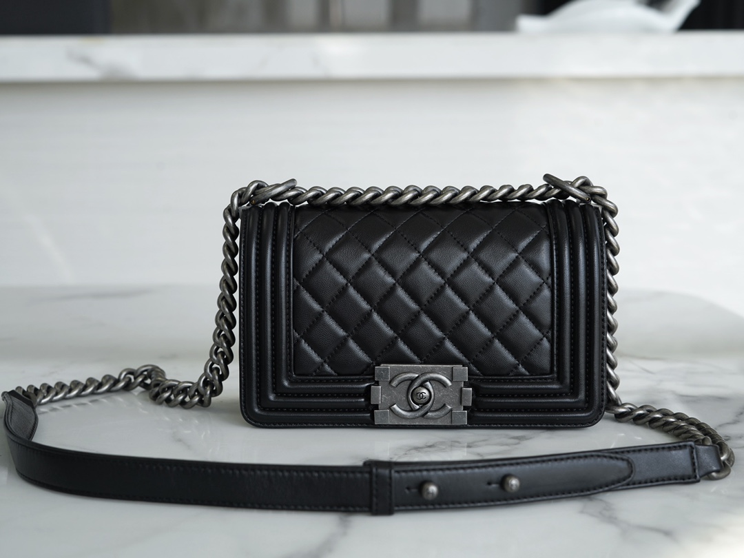 Chanel Leboy Black and Silver Small Lambskin  