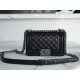 Chanel Leboy Black and Silver Small Lambskin  