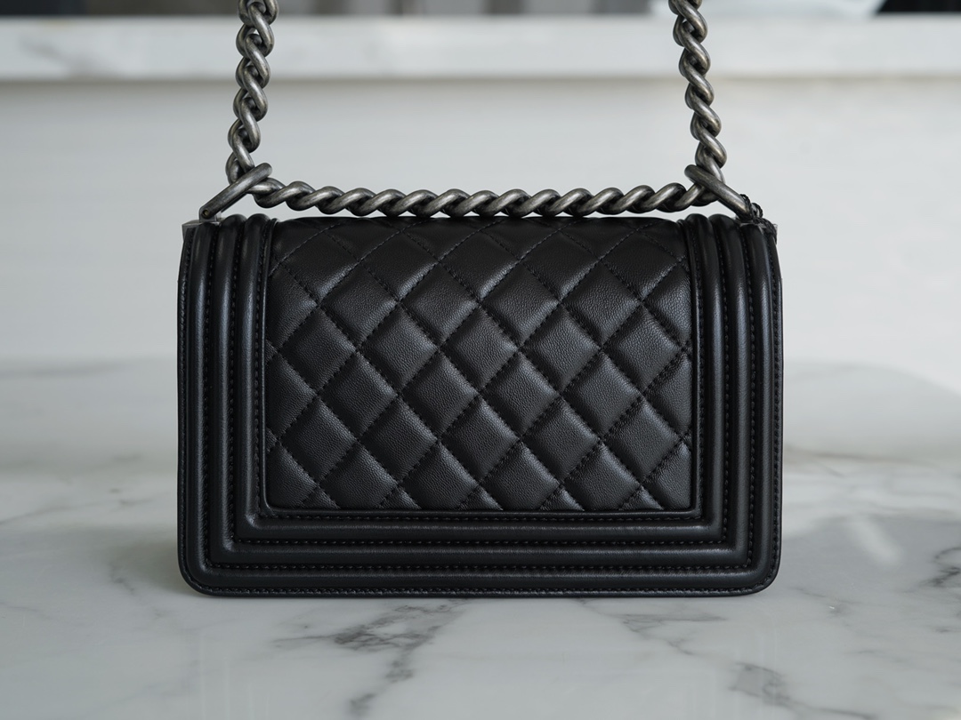 Chanel Leboy Black and Silver Small Lambskin  