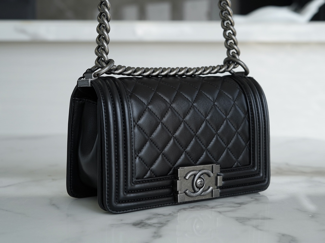 Chanel Leboy Black and Silver Small Lambskin  