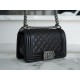 Chanel Leboy Black and Silver Small Lambskin  