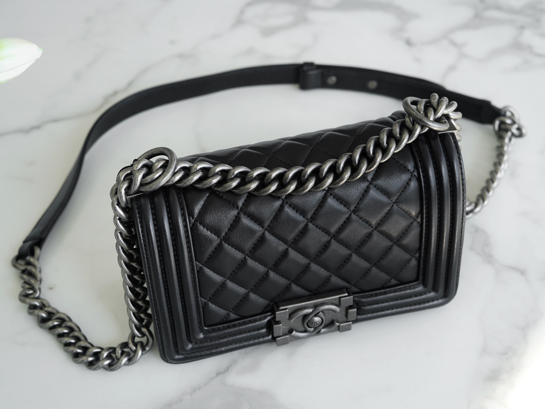 Chanel Leboy Black and Silver Small Lambskin  