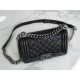 Chanel Leboy Black and Silver Small Lambskin  