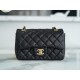 CF Mini Classic Flap Lizard-Print Calfskin Black and Gold  