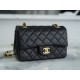 CF Mini Classic Flap Lizard-Print Calfskin Black and Gold  